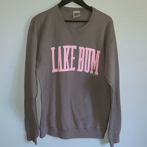 Oversized Sweatshirt Crew Neck Gray “Lake Bum”  - M